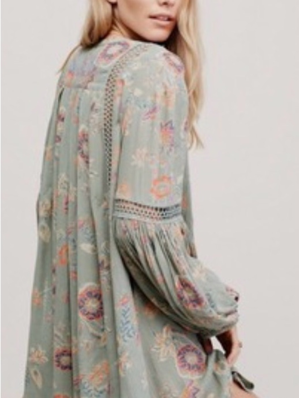 Free People Bohemian Sage Floral Mini Dress - Picture 3 of 3